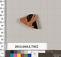 Terracotta fragment of a kylix (drinking cup), Terracotta, Greek, Attic