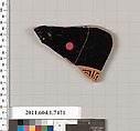 Terracotta fragment of a kylix (drinking cup), Terracotta, Greek, Attic