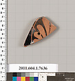 Terracotta fragment of a kylix (drinking cup), Terracotta, Greek, Attic