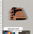 Terracotta fragment of a kylix (drinking cup), Terracotta, Greek, Attic