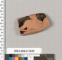 Terracotta fragment of a kylix (drinking cup), Terracotta, Greek, Attic