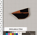 Terracotta fragment of a kylix (drinking cup), Terracotta, Greek, Attic
