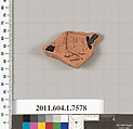 Terracotta fragment of a kylix (drinking cup), Terracotta, Greek, Attic
