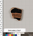 Terracotta fragment of a kylix (drinking cup), Terracotta, Greek, Attic