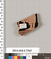Terracotta fragment of a kylix (drinking cup), Terracotta, Greek, Attic