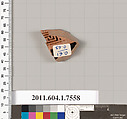 Terracotta fragment of a kylix (drinking cup), Terracotta, Greek, Attic