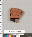 Terracotta fragment of a kylix (drinking cup), Attributed to the Euaion Painter [DvB], Terracotta, Greek, Attic