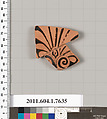 Terracotta fragment of a kylix (drinking cup), Terracotta, Greek, Attic