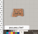 Terracotta fragment of a kylix (drinking cup), Terracotta, Greek, Attic