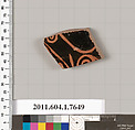 Terracotta fragment of a kylix (drinking cup), Attributed to the Euaion Painter [DvB], Terracotta, Greek, Attic