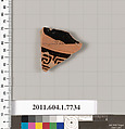 Terracotta fragment of a kylix (drinking cup), Terracotta, Greek, Attic