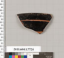 Terracotta rim fragment of a kylix (drinking cup), Terracotta, Greek, Attic