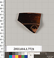Terracotta rim fragment of a kylix (drinking cup), Terracotta, Greek, Attic