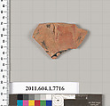 Terracotta fragment of a kylix (drinking cup), Terracotta, Greek, Attic
