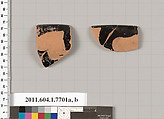 Terracotta rim fragments of a kylix (drinking cup), Terracotta, Greek, Attic