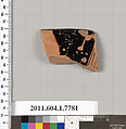Terracotta rim fragment of a kylix (drinking cup), Terracotta, Greek, Attic