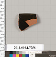 Terracotta rim fragment of a kylix (drinking cup), Terracotta, Greek, Attic
