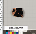 Terracotta fragment of a kylix (drinking cup), Attributed to the Boot Painter ? [DvB], Terracotta, Greek, Attic