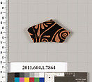 Terracotta fragment of a kylix (drinking cup), Terracotta, Greek, Attic