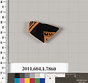 Terracotta fragment of a kylix (drinking cup), Terracotta, Greek, Attic