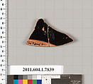 Terracotta fragment of a kylix (drinking cup), Terracotta, Greek, Attic