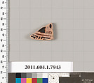 Terracotta fragment of a kylix (drinking cup), Terracotta, Greek, Attic