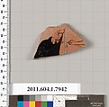 Terracotta fragment of a kylix (drinking cup), Terracotta, Greek, Attic