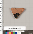 Terracotta fragment of a kylix (drinking cup), Terracotta, Greek, Attic