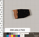 Terracotta fragment of a kylix (drinking cup), Terracotta, Greek, Attic
