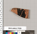 Terracotta fragment of a kylix (drinking cup), Terracotta, Greek, Attic