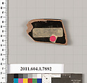 Terracotta rim fragment of a kylix (drinking cup), Attributed to the Painter of London E 777 [DvB], Terracotta, Greek, Attic