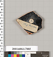 Terracotta fragment of a kylix (drinking cup), Attributed to the Veii Painter [DvB], Terracotta, Greek, Attic