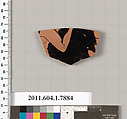 Terracotta fragment of a kylix (drinking cup), Attributed to the Veii Painter [DvB], Terracotta, Greek, Attic