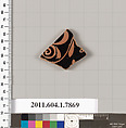 Terracotta fragment of a kylix (drinking cup), Terracotta, Greek, Attic