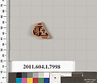 Terracotta fragment of a kylix (drinking cup), Terracotta, Greek, Attic