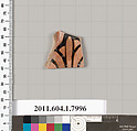 Terracotta fragment of a kylix (drinking cup), Terracotta, Greek, Attic
