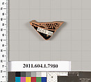 Terracotta fragment of a kylix (drinking cup), Terracotta, Greek, Attic