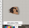 Terracotta rim fragment of a kylix (drinking cup), Terracotta, Greek, Attic