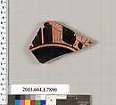Terracotta fragment of a kylix (drinking cup), Attributed to the Painter of London E 777 [DvB], Terracotta, Greek, Attic