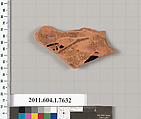 Terracotta fragment of a kylix (drinking cup), Terracotta, Greek, Attic