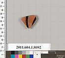 Terracotta fragment of a kylix (drinking cup), Terracotta, Greek, Attic