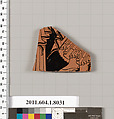 Terracotta fragment of a kylix (drinking cup), Terracotta, Greek, Attic