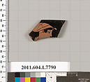 Terracotta rim fragment of a kylix (drinking cup), Terracotta, Greek, Attic