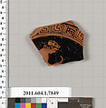 Terracotta fragment of a kylix (drinking cup), Terracotta, Greek, Attic