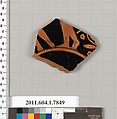 Terracotta fragment of a kylix (drinking cup), Terracotta, Greek, Attic