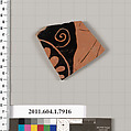 Terracotta fragment of a kylix (drinking cup), Terracotta, Greek, Attic