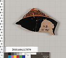 Terracotta fragment of a kylix (drinking cup), Terracotta, Greek, Attic