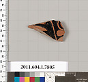 Terracotta fragment of a kylix (drinking cup), Terracotta, Greek, Attic