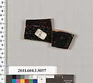 Terracotta fragment of a kylix (drinking cup), Terracotta, Greek, Attic