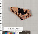 Terracotta fragment of a kylix (drinking cup), Attributed to the Veii Painter [DvB], Terracotta, Greek, Attic
